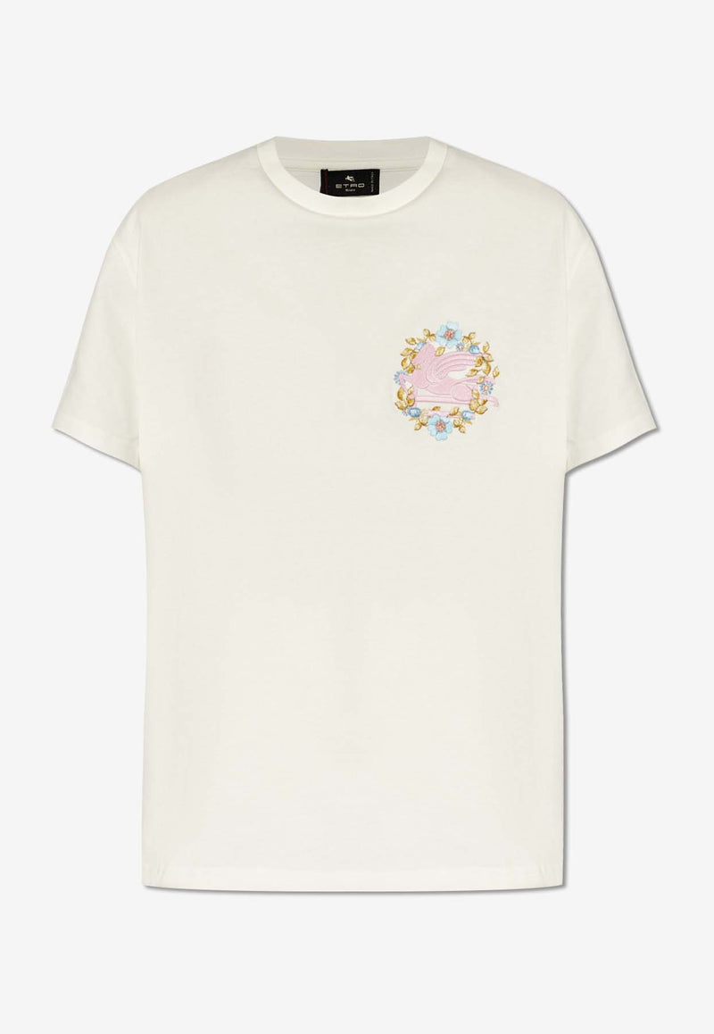 Etro Pegaso Embroidered Crewneck T-shirt White WRJB0006 AC036-W0111