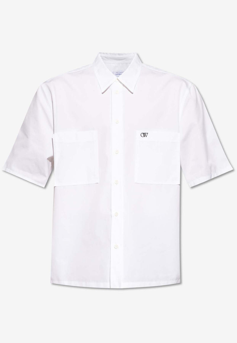 Off-White Embroidered-Logo Short-Sleeved Shirt White OMGG002C99 FAB001-0110