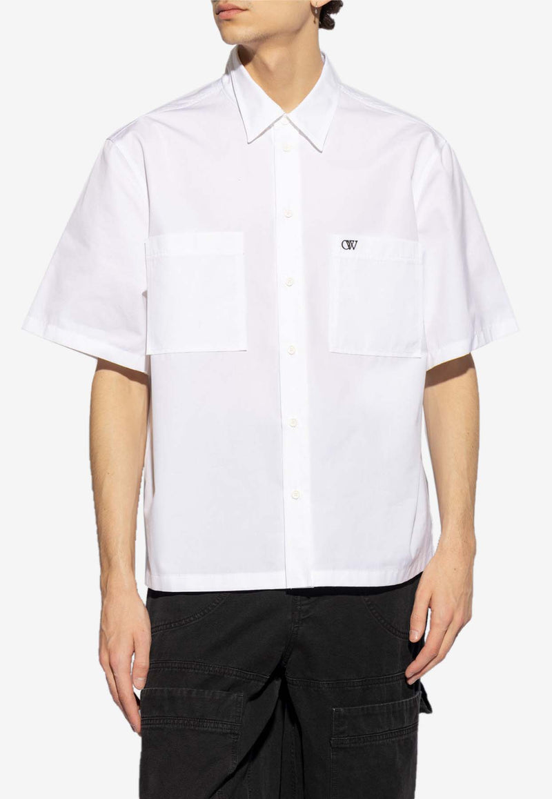 Off-White Embroidered-Logo Short-Sleeved Shirt White OMGG002C99 FAB001-0110