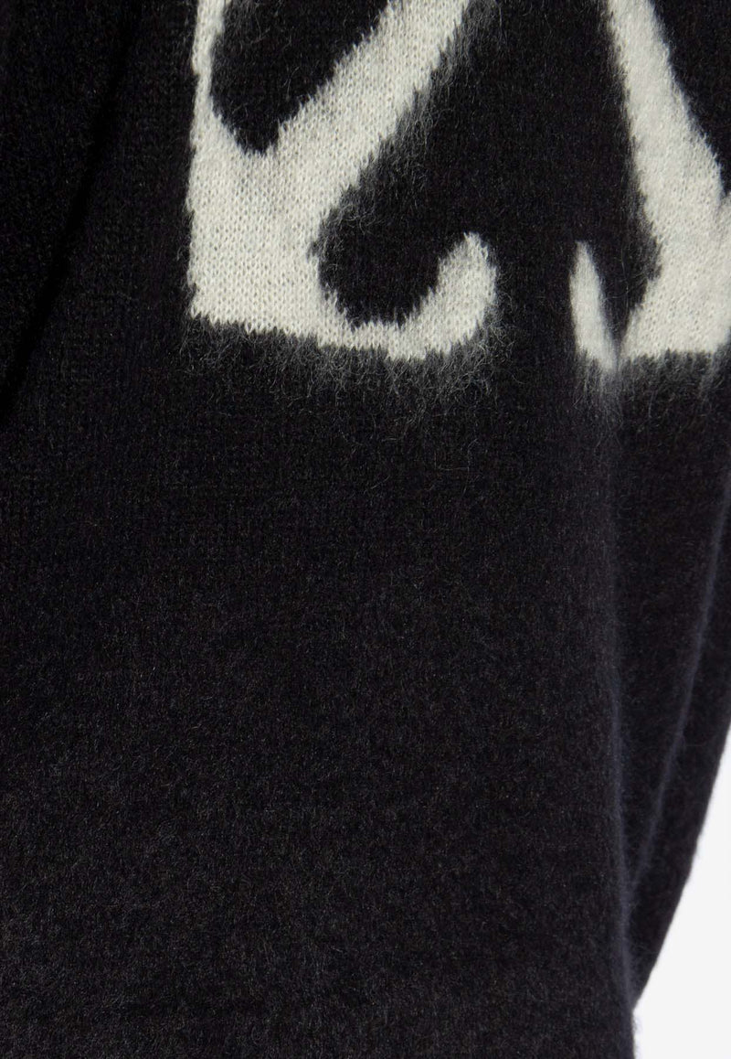 Off-White Arrows-Inlay Mohair-Blend Sweater Black OMHE170C99 KNI001-1061