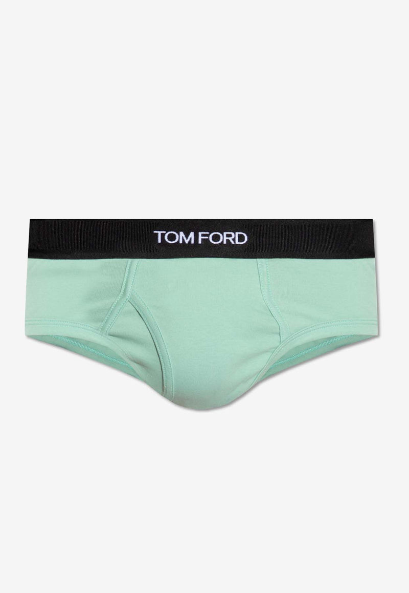 Tom Ford Logo-Waistband Briefs Green T4LC11040 0-336