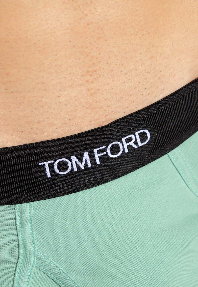 Tom Ford Logo-Waistband Briefs Green T4LC11040 0-336