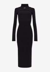 Off-White Two-Layer Ribbed Midi Dress Black OWDB495C99 JER001-1001