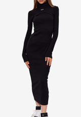 Off-White Two-Layer Ribbed Midi Dress Black OWDB495C99 JER001-1001