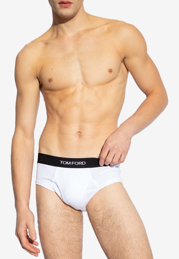 Tom Ford Two-Pack Logo-Waistband Briefs White T4XC11040 0-118