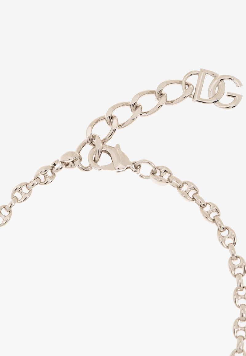 Dolce & Gabbana Marina Cord and Chain Necklace Blue WNQ1M2 W1111-B0065