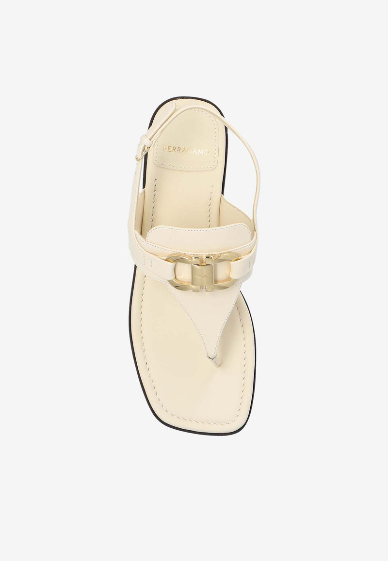 Salvatore Ferragamo Lula Slingback Sandals in Calf Leather Cream 01G998 LULA 769645-DEEP MASCARPONE