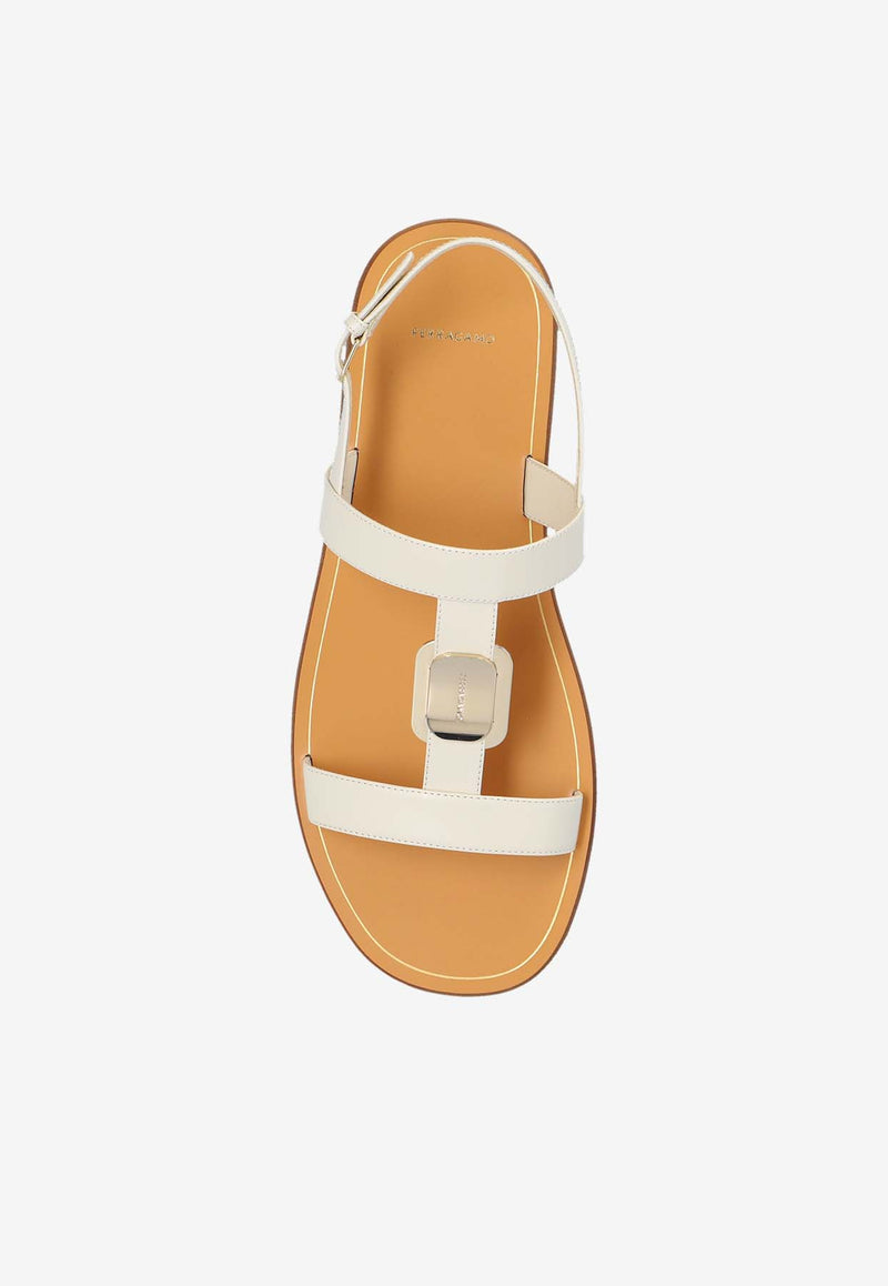 Salvatore Ferragamo Vida Nappa Leather Sandals Cream 01H624 VIDA 769424-MASCARPONE