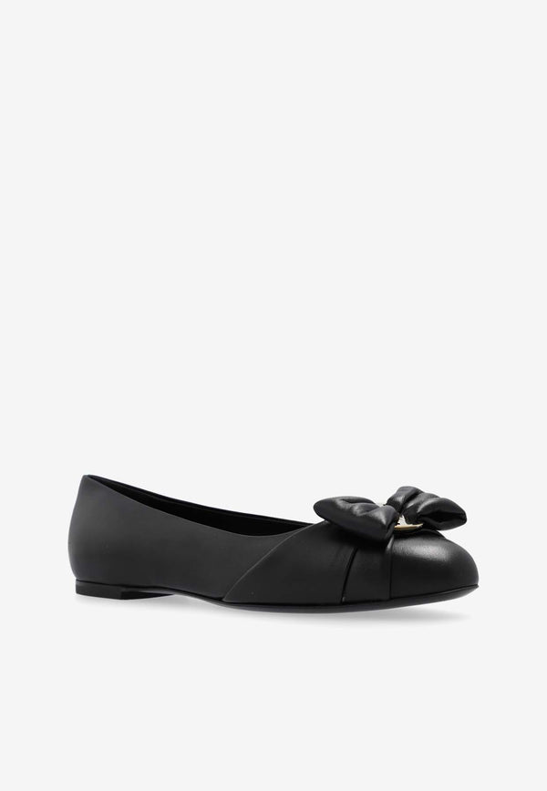 Salvatore Ferragamo Varina Vara Bow Ballet Flats Black 01H838 VARINA FLR 1 773350-NERO