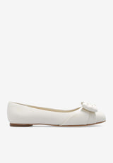 Salvatore Ferragamo Varina Vara Bow Ballet Flats Cream 01H838 VARINA FLR 1 773353-MASCARPONE