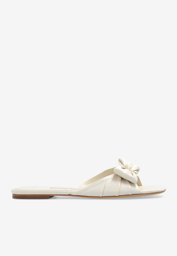 Salvatore Ferragamo Lylas Nappa Leather Flat Sandals Cream 01H998 LYLAS 772802-MASCARPONE