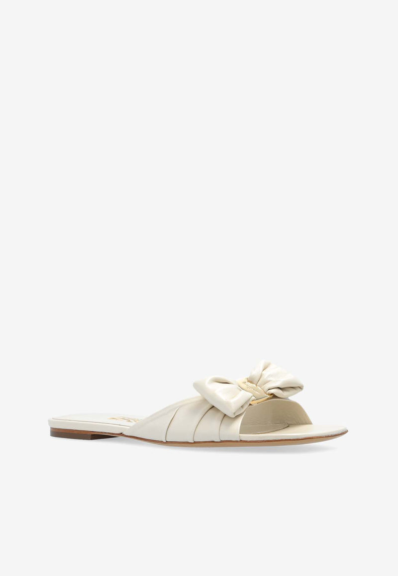 Salvatore Ferragamo Lylas Nappa Leather Flat Sandals Cream 01H998 LYLAS 772802-MASCARPONE