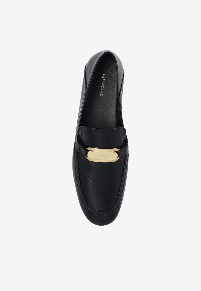 Salvatore Ferragamo Elaine Vara Buckle Loafers in Calf Leather Black 01H932 ELAINE 773088-NERO