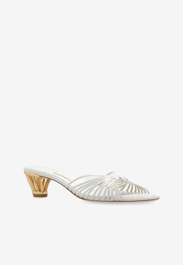 Salvatore Ferragamo Aryana 40 Cage Heel Mules Cream 01I623 ARYANA 40 773892-MASCARPONE OPTIC WHITE