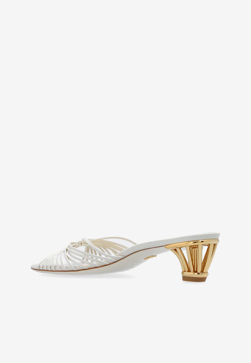 Salvatore Ferragamo Aryana 40 Cage Heel Mules Cream 01I623 ARYANA 40 773892-MASCARPONE OPTIC WHITE