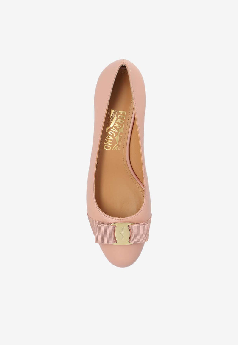 Salvatore Ferragamo Vara Bow 30 Leather Pumps Pink 01I745 VARA SOFT 774597-ROSE