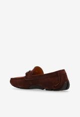 Salvatore Ferragamo Parigi Gancini Suede Loafers  Brown 020350 PARIGI ECO 768074-COCOA BROWN