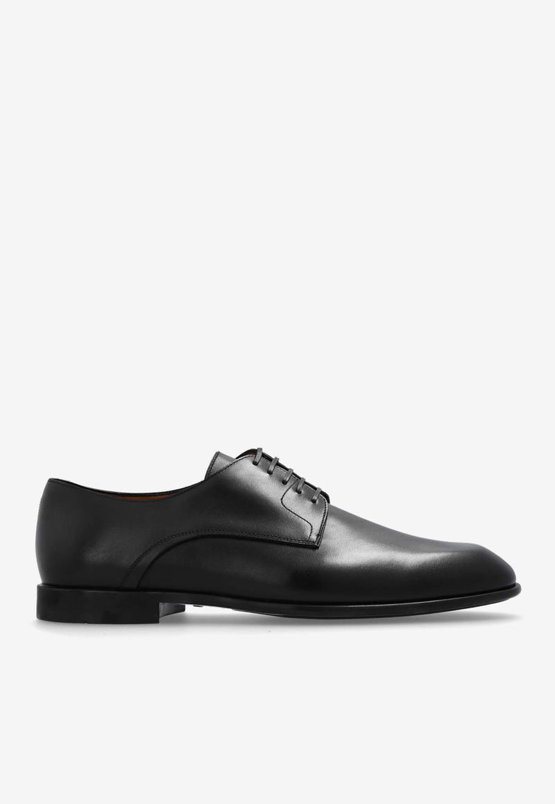 Salvatore Ferragamo Fosco Calf Leather Derby Shoes Black 021670 FOSCO 762619-NERO