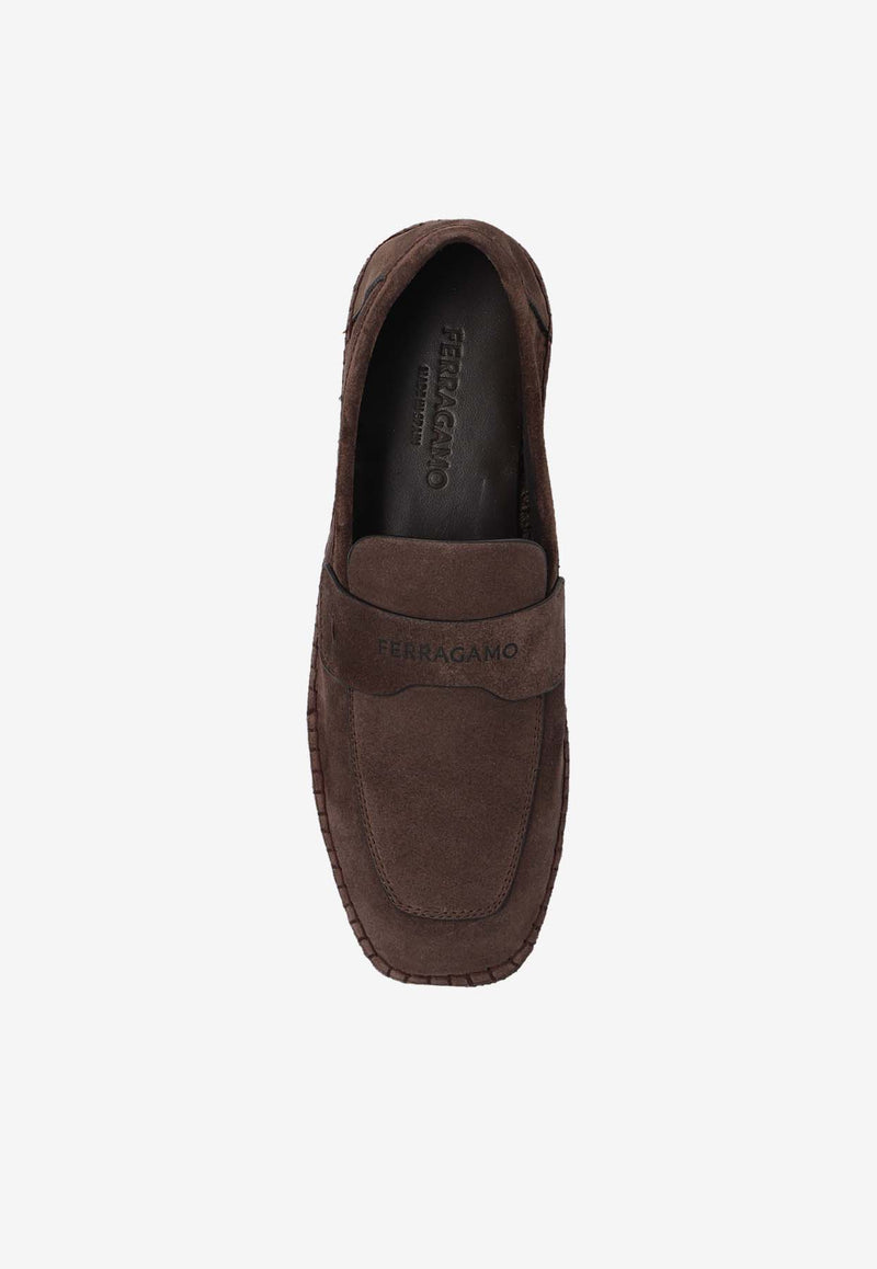 Salvatore Ferragamo Desco Suede Espadrilles Brown 025500 DESCO 773043-TESTA DI MORO