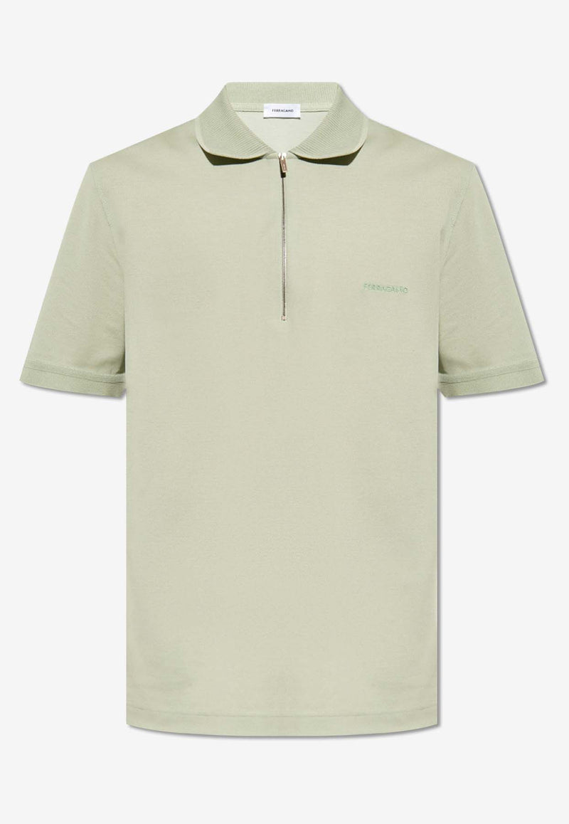 Salvatore Ferragamo Logo Embroidered Polo T-shirt Green 122327 H 772643-SAGE