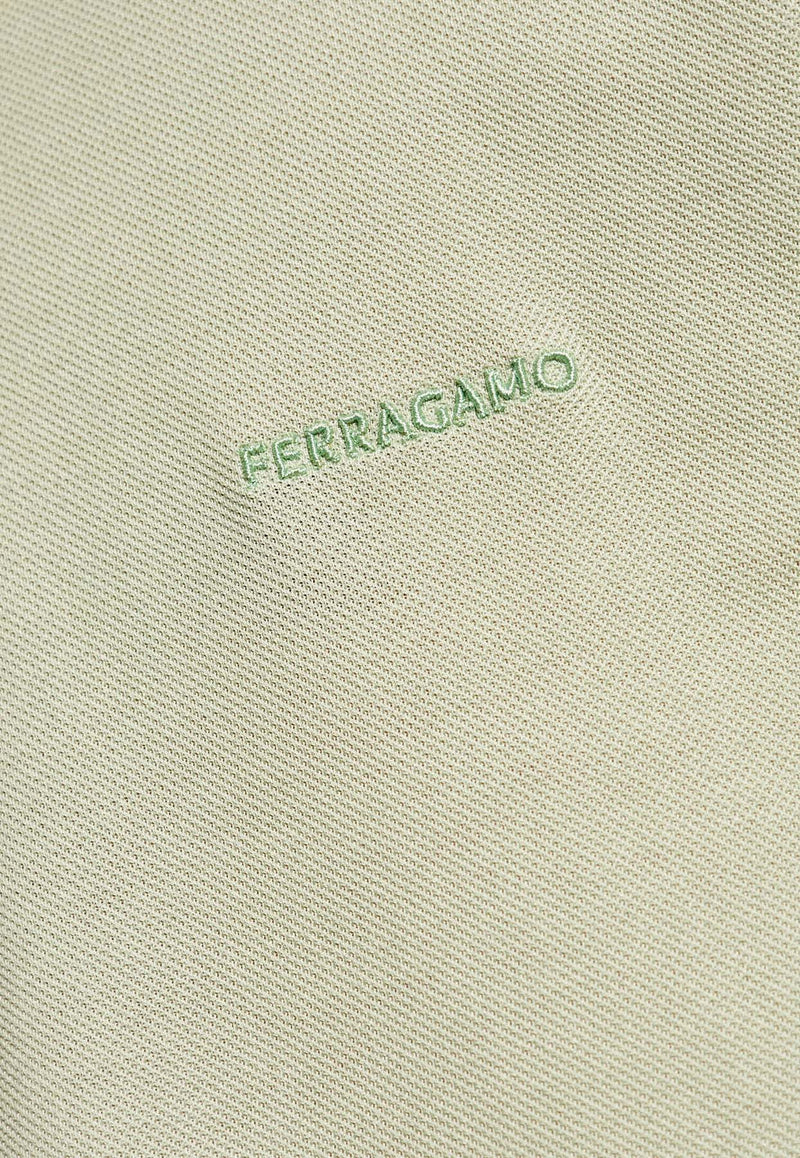 Salvatore Ferragamo Logo Embroidered Polo T-shirt Green 122327 H 772643-SAGE