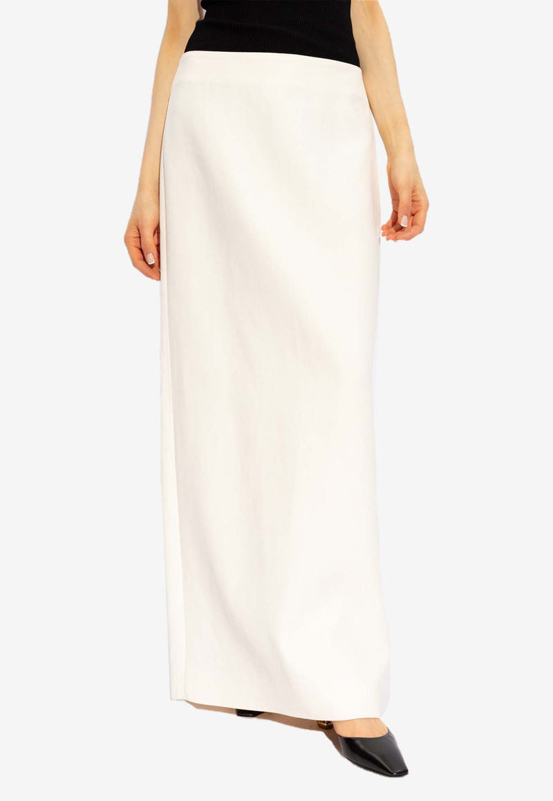 Salvatore Ferragamo Maxi Skirt with Back Slit White 13E831 S 773145-WHITE MASCARPONE