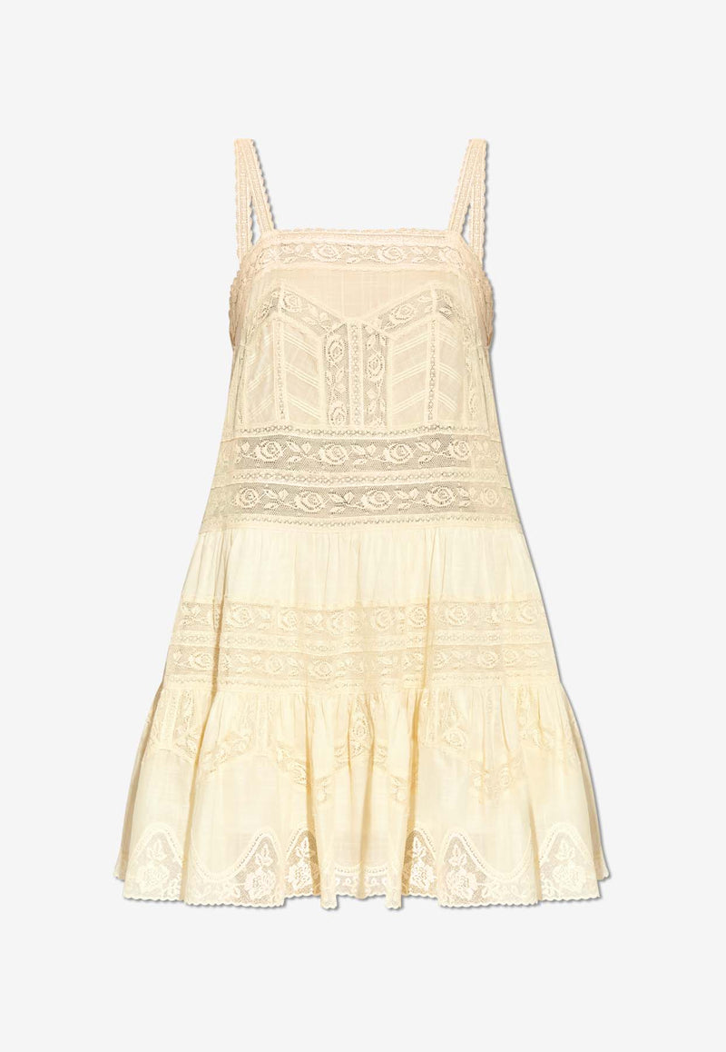 Zimmermann Halliday Lace-Trim Sleeveless Mini Dress Cream 1435DSS241 0-CRM