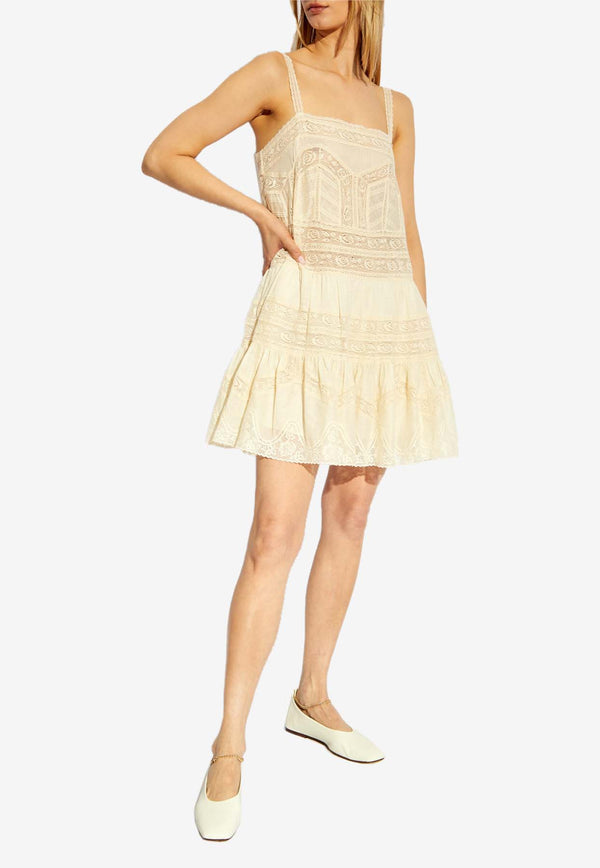 Zimmermann Halliday Lace-Trim Sleeveless Mini Dress Cream 1435DSS241 0-CRM