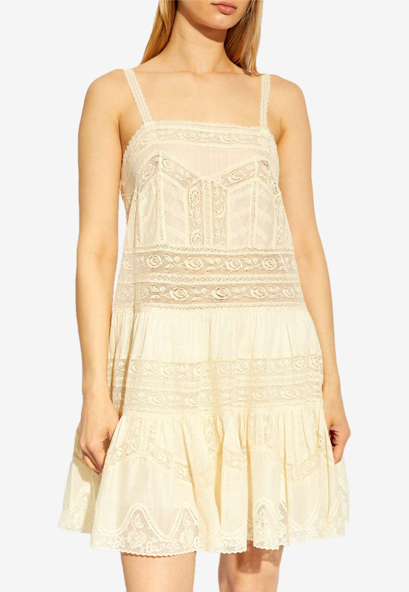 Zimmermann Halliday Lace-Trim Sleeveless Mini Dress Cream 1435DSS241 0-CRM