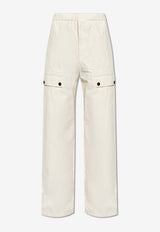 Salvatore Ferragamo Wide-Leg Linen Cargo Pants White 143857 P 773182-MASCARPONE