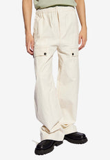 Salvatore Ferragamo Wide-Leg Linen Cargo Pants White 143857 P 773182-MASCARPONE