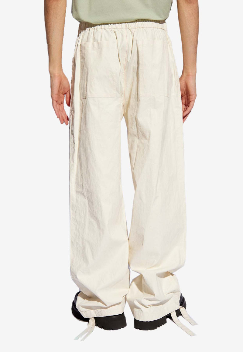 Salvatore Ferragamo Wide-Leg Linen Cargo Pants White 143857 P 773182-MASCARPONE