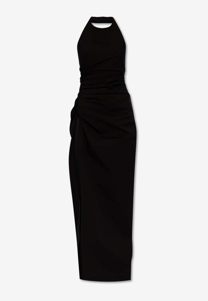 Salvatore Ferragamo Halterneck Gathered Maxi Dress Black 13E748 A 772980-NERO