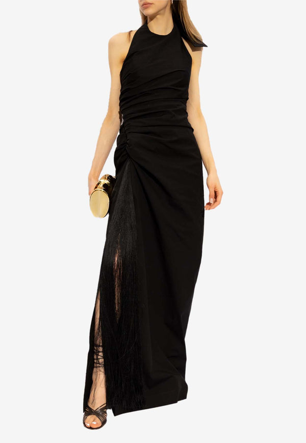 Salvatore Ferragamo Halterneck Gathered Maxi Dress Black 13E748 A 772980-NERO