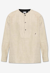 Salvatore Ferragamo Long-Sleeved Linen Tunic Shirt Beige 143847 D 772964-SAND