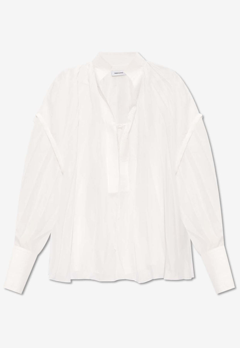 Salvatore Ferragamo Oversized Long-Sleeved Top White 13E829 W 773250-WHITE