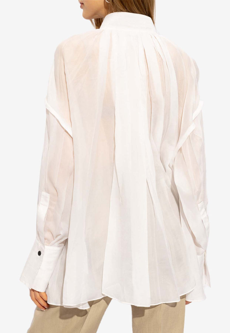 Salvatore Ferragamo Oversized Long-Sleeved Top White 13E829 W 773250-WHITE