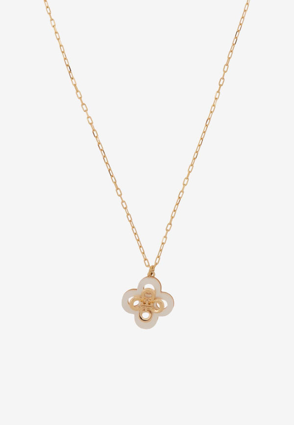 Tory Burch Kira Enamel Flower Pendant Necklace Gold 157218 0-700