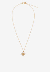 Tory Burch Kira Enamel Flower Pendant Necklace Gold 157218 0-700