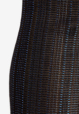 Salvatore Ferragamo Jacquard Weave Knitted Mini Skirt Brown 112824 S 776148-EXPRESSO COBALT L BLUE