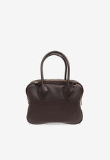 Salvatore Ferragamo Small Star Grained Leather Top Handle Bag Brown 218958 STAR TH 773342-TESTA DI MORO