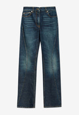 Salvatore Ferragamo Side Seam High-Rise Jeans Blue 13E909 P 775887-DISTRESSED