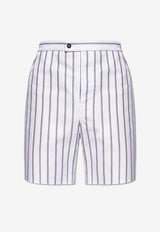 Salvatore Ferragamo Striped Bermuda Shorts White 143919 P 773473-WHITE F GREEN ASH GREY