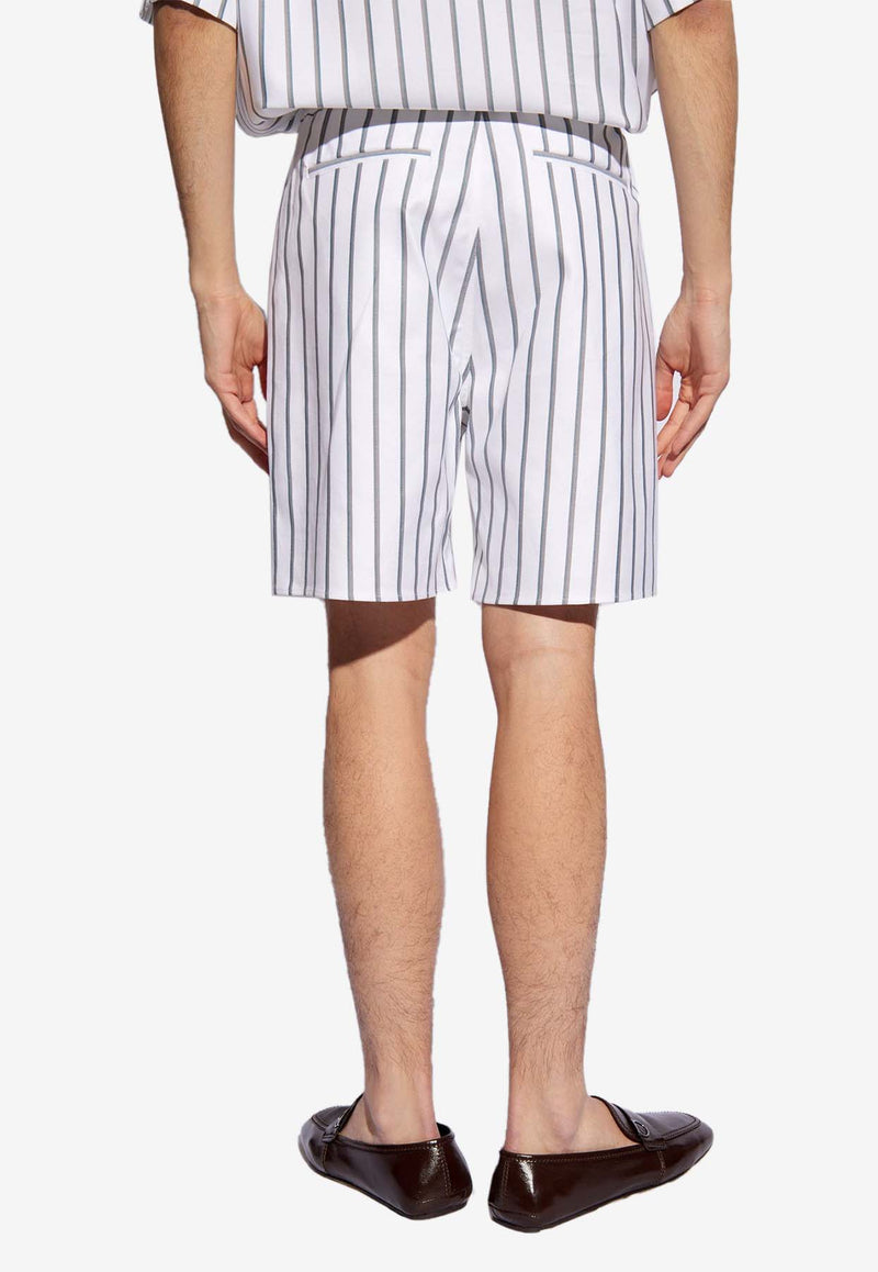 Salvatore Ferragamo Striped Bermuda Shorts White 143919 P 773473-WHITE F GREEN ASH GREY