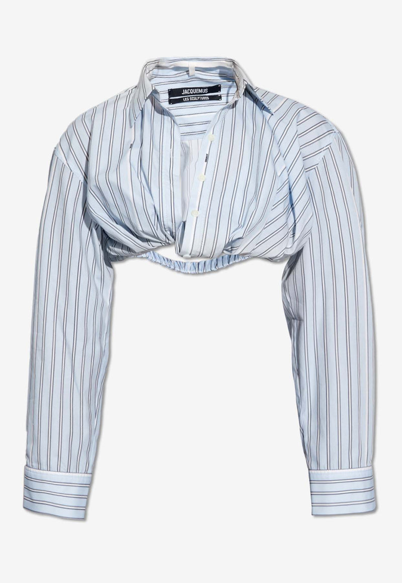 Jacquemus Bahia Striped Cropped Shirt Light Blue 233SH042 1140-3FE