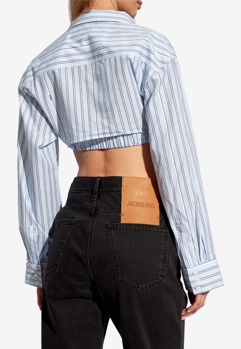 Jacquemus Bahia Striped Cropped Shirt Light Blue 233SH042 1140-3FE