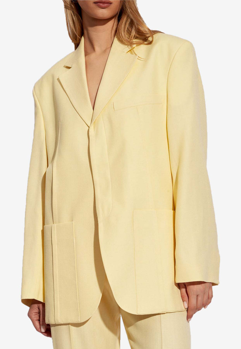 Jacquemus Single-Breasted Viscose Blazer Yellow 213JA101 1359-205