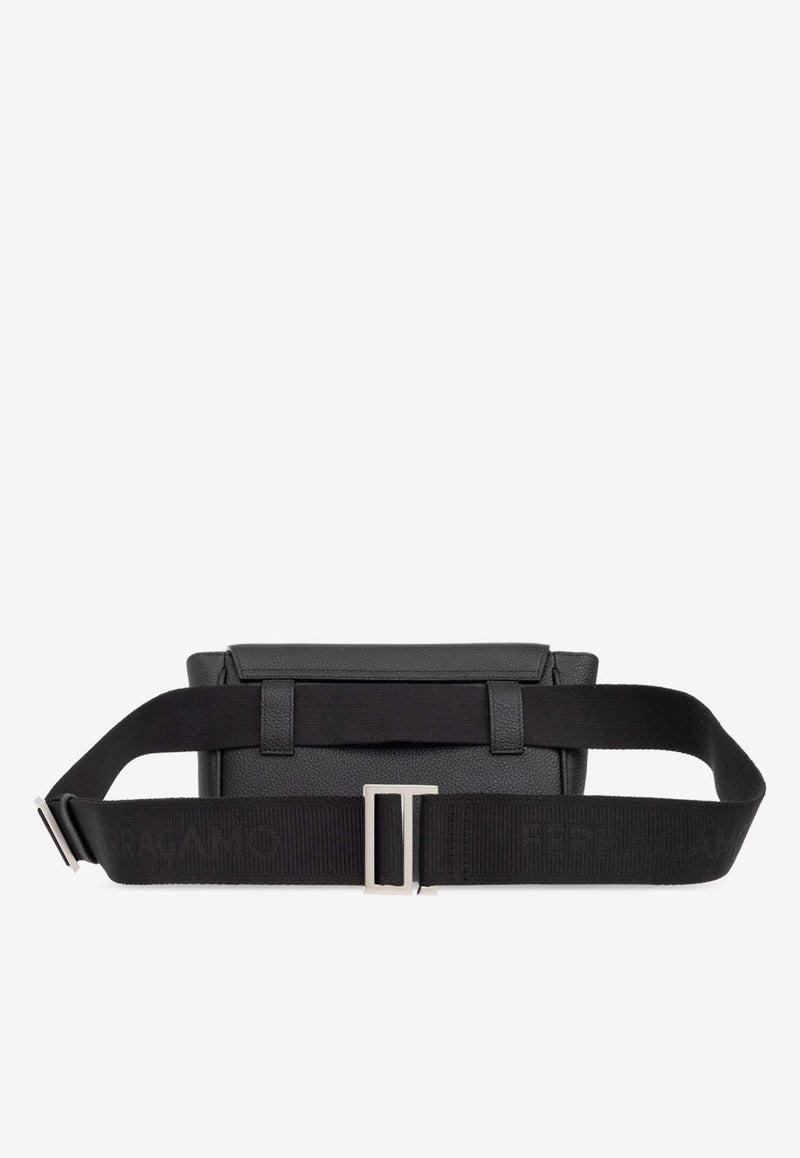 Salvatore Ferragamo Florence Grained Leather Belt Bag Black 241617 FLORENCE 776003-NERO