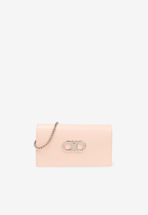 Salvatore Ferragamo Mini G Flat Leather Clutch Pink 218357 MINIB G FLAT 771677-NYLUND PINK