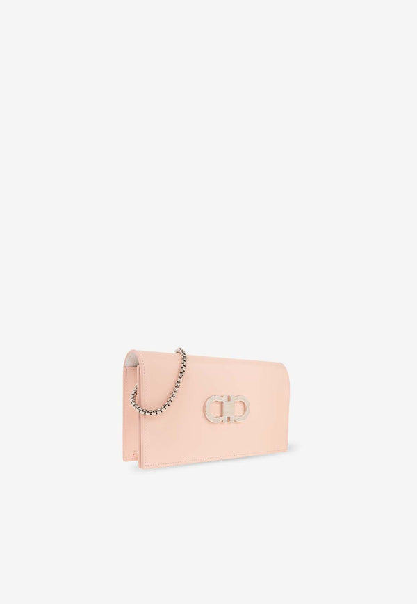 Salvatore Ferragamo Mini G Flat Leather Clutch Pink 218357 MINIB G FLAT 771677-NYLUND PINK